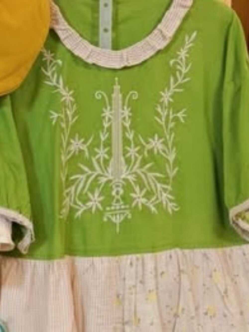 Light Green Embroidered Ruffle Tunic Top | Cottagecore - Picture 2 of 2